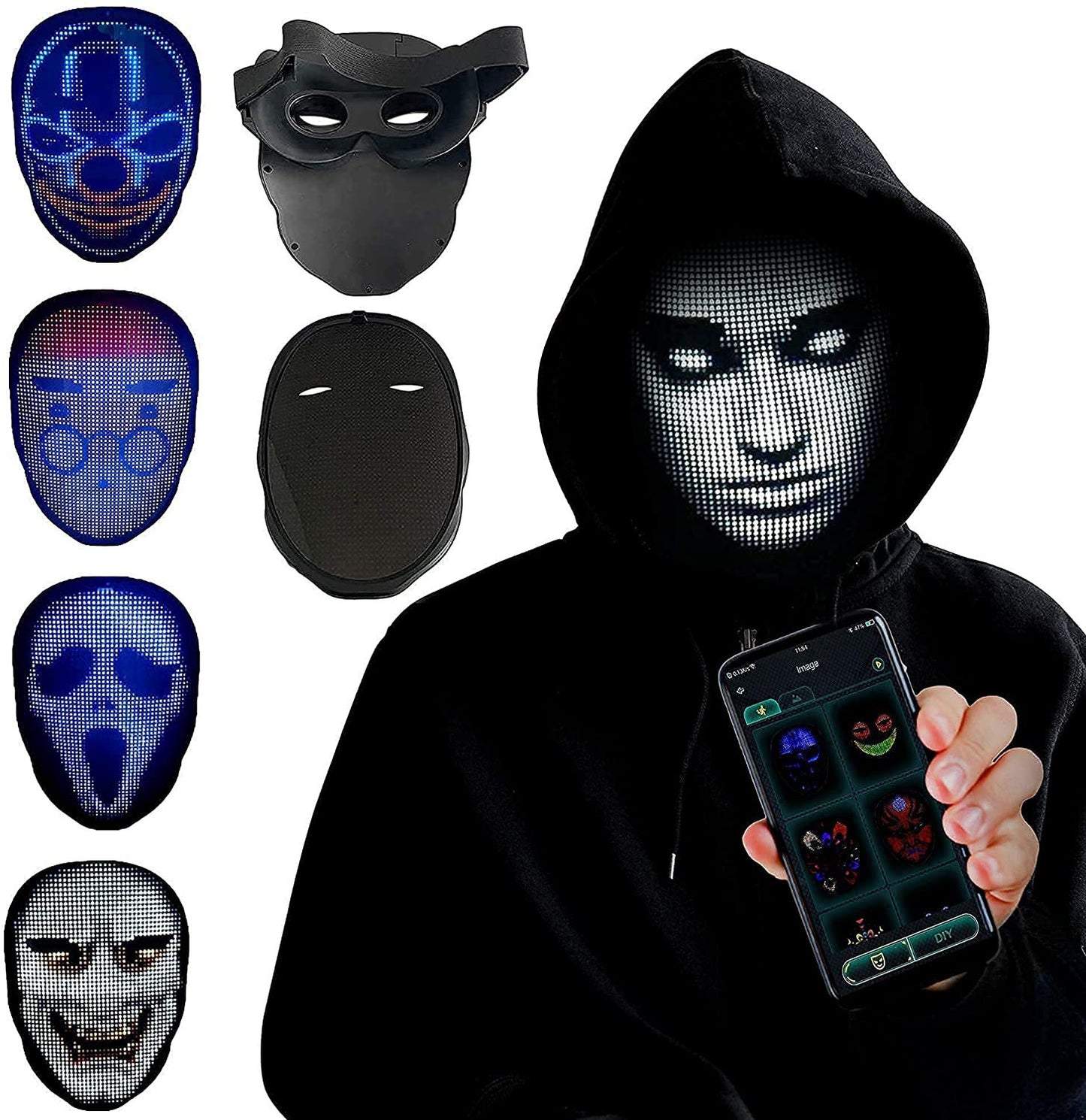 Masque facial Full LED pour Halloween