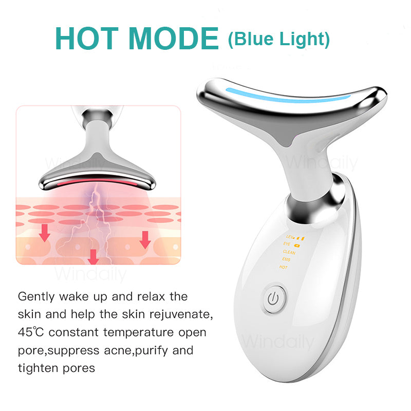 Masseur Anti-Rides Cou & Visage – Vibration, LED & Chauffage