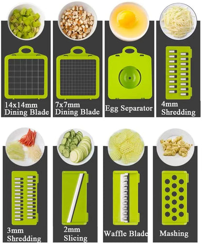 Coupe-Légumes Multifonction 12-en-1 avec Panier – L’Allié Ultime en Cuisin