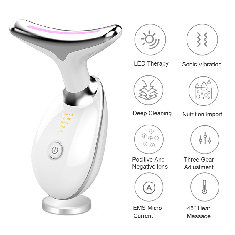 Masseur Anti-Rides Cou & Visage – Vibration, LED & Chauffage