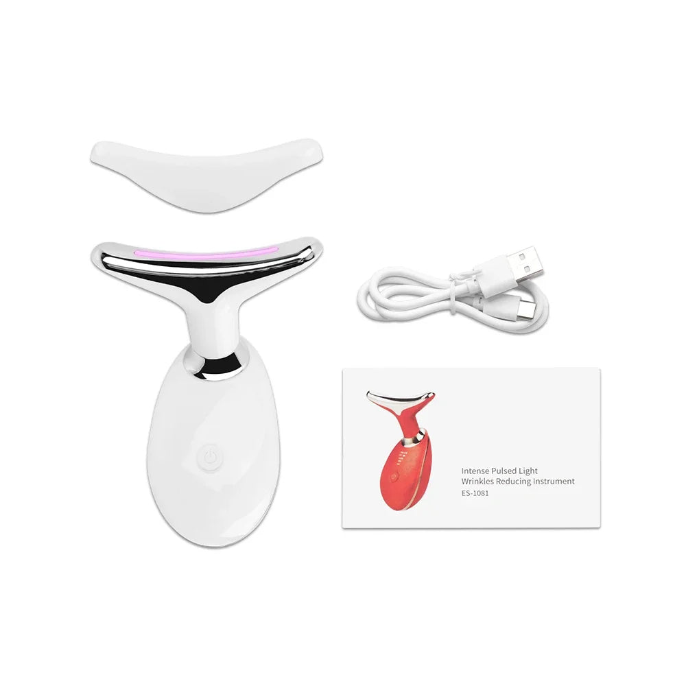 Masseur Anti-Rides Cou & Visage – Vibration, LED & Chauffage
