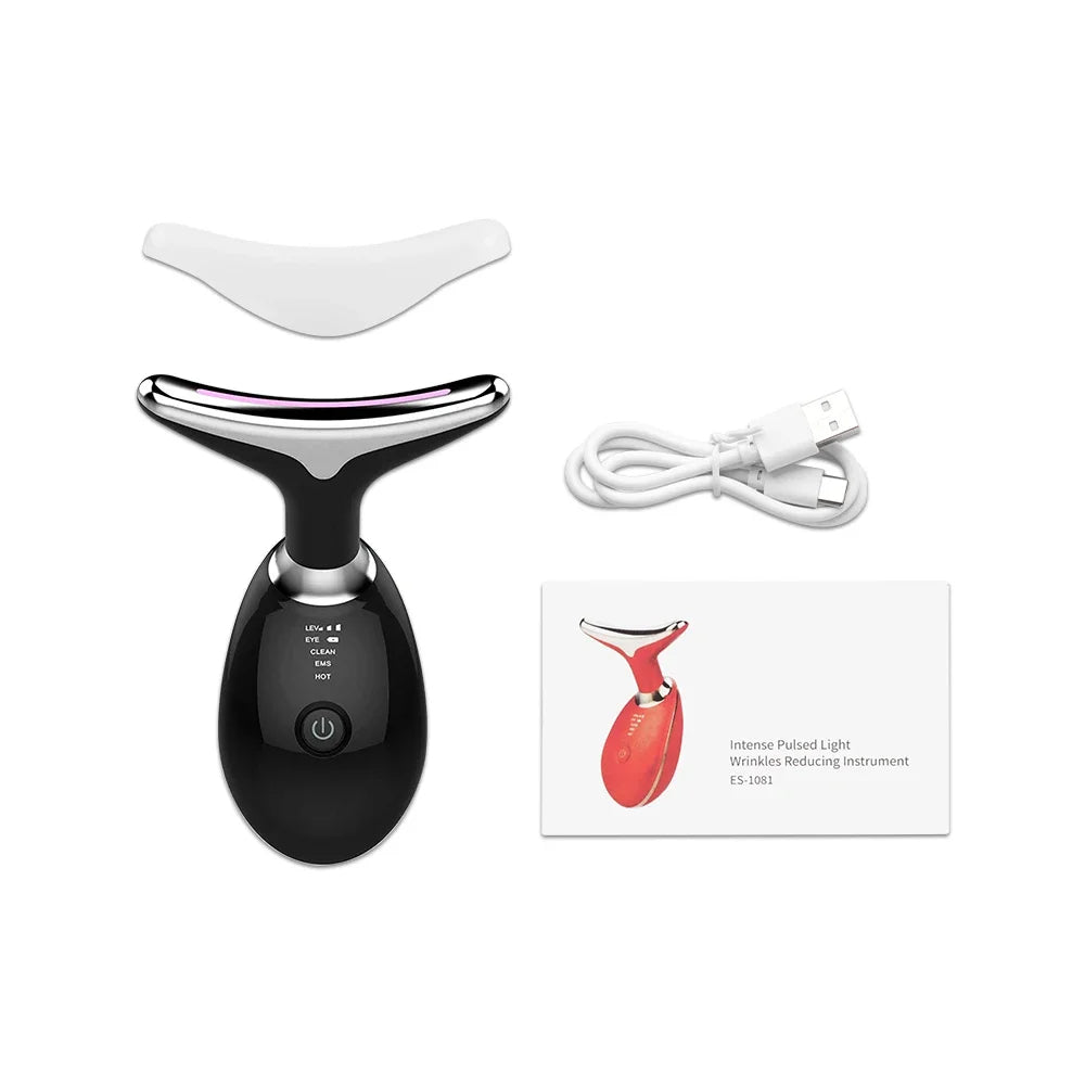 Masseur Anti-Rides Cou & Visage – Vibration, LED & Chauffage